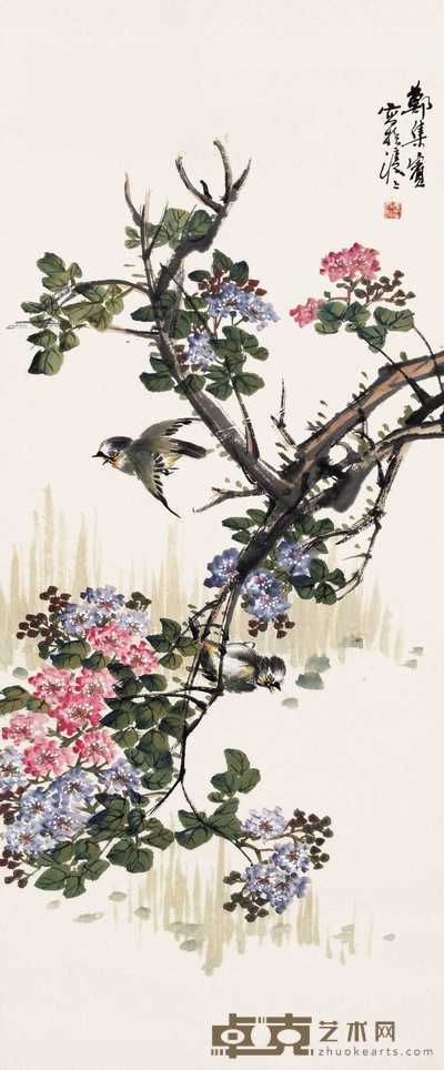 郑集宾 花鸟 镜心 31×74cm